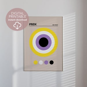 Retro Non-Binary Poster, Bauhaus Art Printable Download, Queer Gift, Nonbinary Digital Wall Poster, Subtle Enby Flag, LGBTQ Dorm Decor