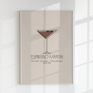 Espresso Martini Digital Print, Digital Kitchen Prints, Bar Cart Decor, Cocktail Art Download, Bar Cart Printable