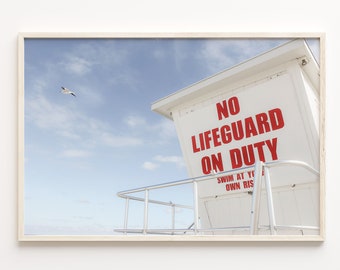 Landscape Beach Photography, Boho Beach Print, Printable beach art, Coastal Wall Decor, Lifeguard Tower Print, Beach Scenes