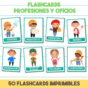 Flashcards Profissões e Ofícios para Crianças | Editável | Flashcards de empregos e ocupações em espanhol | PDF | Download digital | Cartões