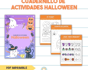 Aktivitetshäfte med Halloween-tema på spanska | Utskrivbar PDF | 28 sidor | Pedagogiska Halloweenaktiviteter