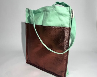 Bolso tote Art Basel en cobre y menta