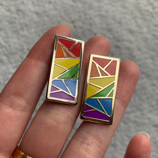 rainbow bar hard enamel pride pin gold or silver | birthday anniversary LGBT gift