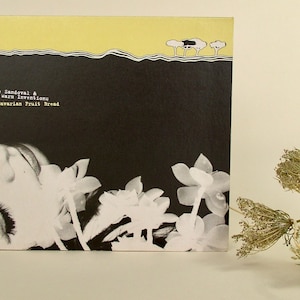 Peut inclure: Une pochette d'album en noir et blanc avec le texte "Hope Sandoval & The Warm Inventions Bavarian Fruit Bread". La pochette présente un gros plan sur le visage d'une personne avec des fleurs au premier plan.