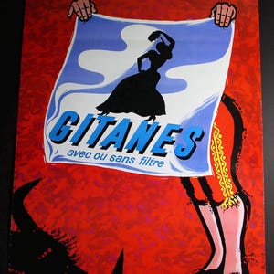 Poster "GITANES".Poster pubblicitario anni '90.Poster del pub delle sigarette.Poster francese vintage.Poster vecchio Yoldjoglou degli anni '90.CulturalCan.