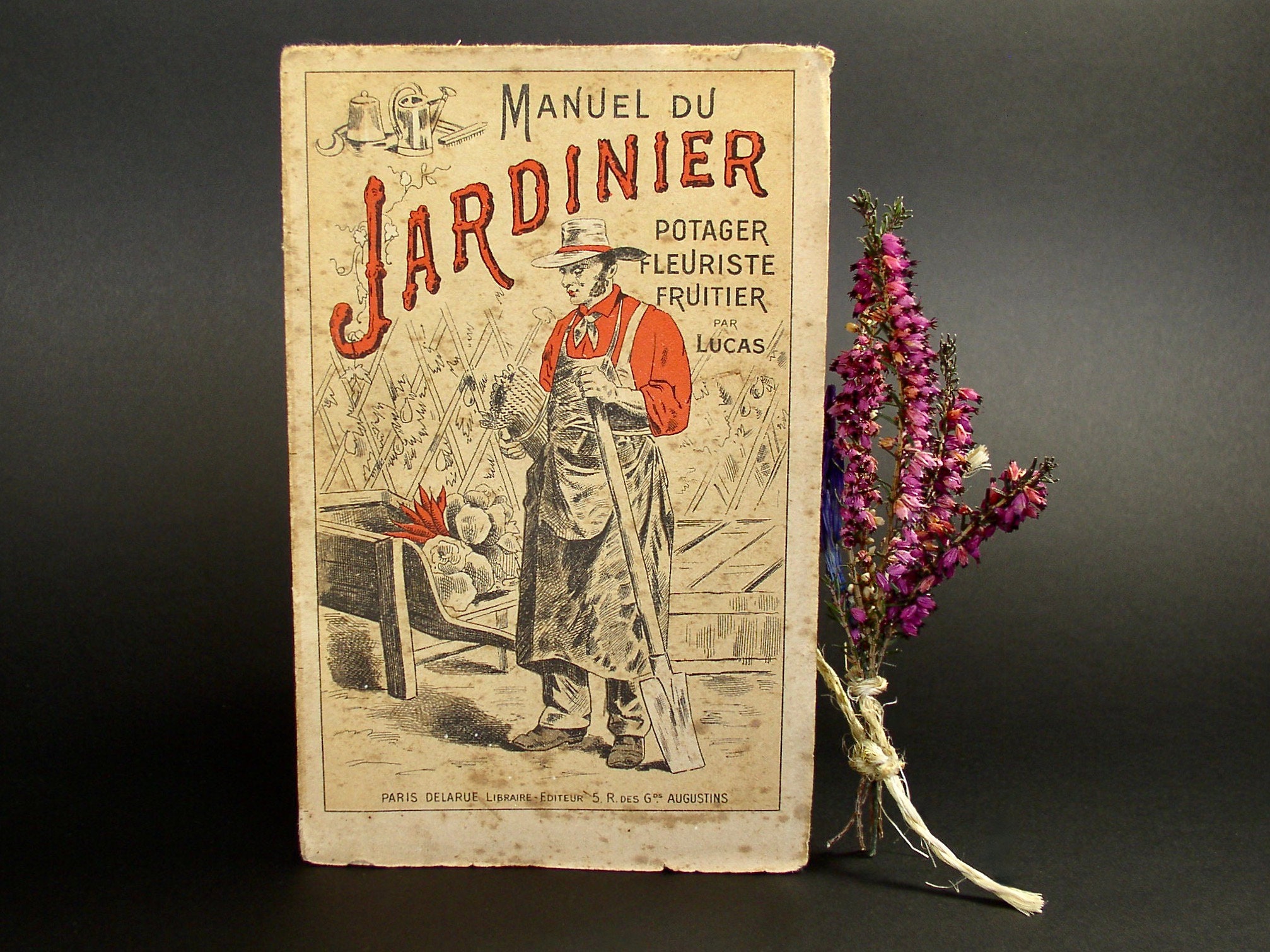 Old Book "The Gardener's Manual" by Vincent Lucas.Editions "Delarue".Old French Book.Gardening Book.Vegetable Garden.CulturalCan.