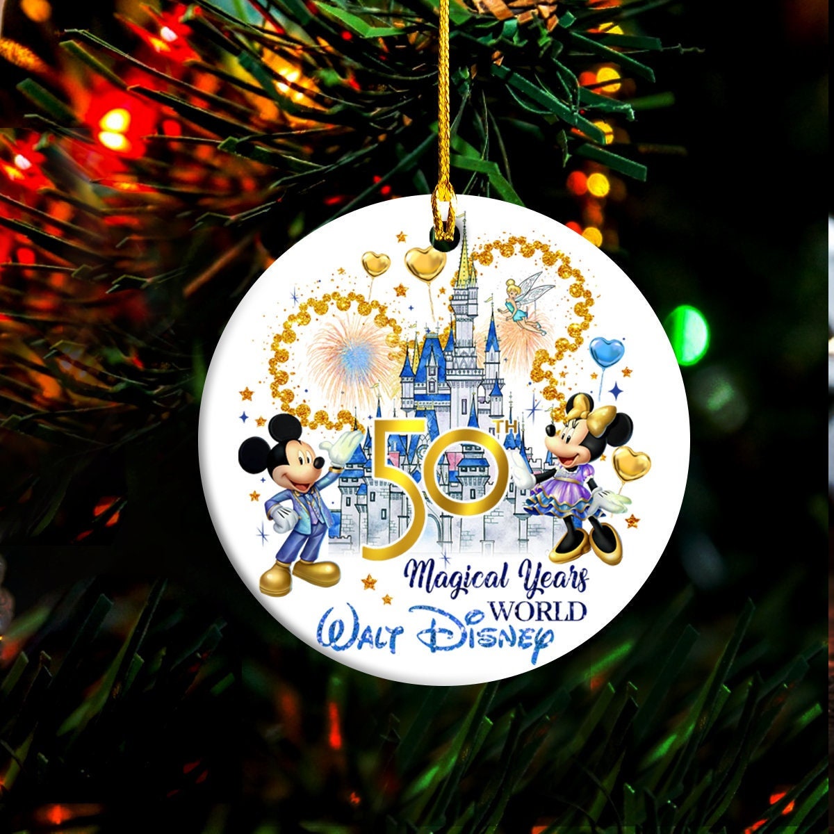 Walt Disney 50th Anniversary Christmas Ceramic Ornament, Disney