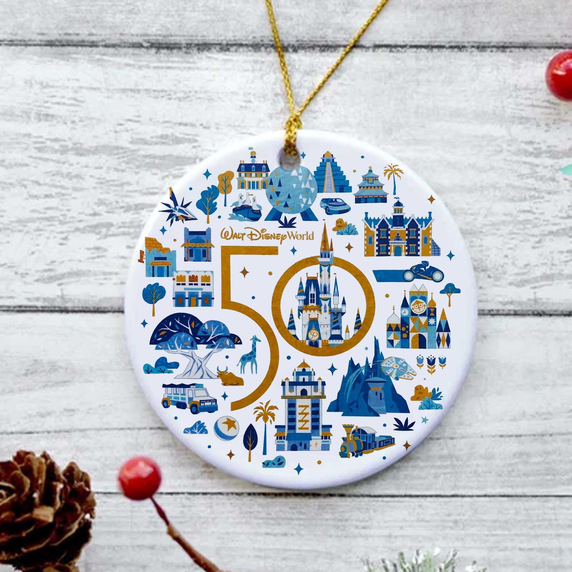 Disney 50th Anniversary Ceramic Ornament, Disney Christmas