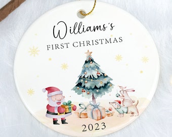 Baby 1st Christmas Decoration, Personalized Baby's First Christmas Ornament, Baby Christmas Bauble, Cute Santa Ornament, Baby Christmas Gift