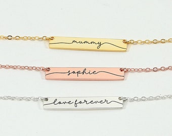 Personalized Bar Name Necklace,Bar Necklace,Engraved Name Necklace,Birthday Gift for Her,Gift for Mom,Family Necklace,Christmas Gift for Her