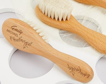 Nombre grabado personalizado Cepillo para el cabello para bebés, Cepillo para el cabello para recién nacidos, Regalo de baby shower, Cepillo de madera para bebés personalizado, Regalo de recuerdo para bebés, Regalo de Navidad para bebés