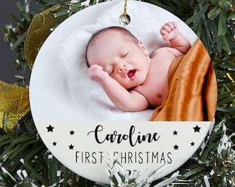Custom Baby's First Christmas Photo Ornament, Baby Christmas Ornament, Baby 1st Christmas Decoration, Baby Christmas Bauble, Christmas Gift