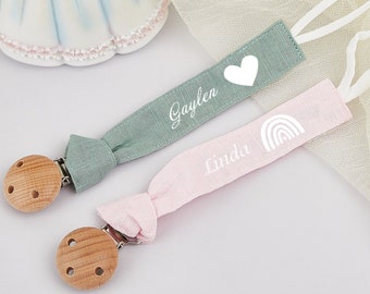 Clip de chupete de nombre de bebé, clip ficticio de tela personalizado, clip de chupete lindo de niña bebé, soporte de chupete, regalo de recién nacido, regalo de baby shower