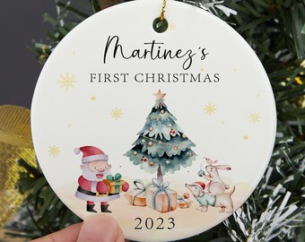 Baby First Christmas Decoration Christmas Tree Santa, Personalized Baby's 1st Christmas Ornament, Baby Christmas Bauble, Baby Christmas Gift