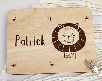 Personalized Baby Breakfast Board Christmas Gift, Lion Breakfast Board With Name, Kids Cutting Board, Custom Breakfast Board, Birthday Gifts