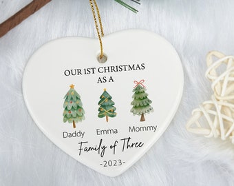 First Christmas Heart Shape Ornament,Personalized Family Tree 1st Christmas Decoration,Our Family Ornament,Christmas Gift,Christmas Bauble