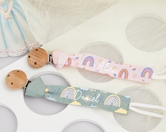 Rainbow Baby Pacifier Clip,Custom Name Fabric Pacifier Clip,Baby Girl Baby Boy Gifts,Soother Holder,Rainbow Pacifier Clip,Baby Shower Gift