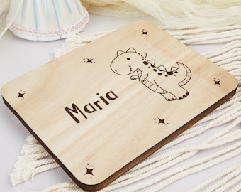 Planche de petit-déjeuner pour bébé garçon, petite fille, Planche de petit-déjeuner personnalisée pour enfant, Cadeau de naissance pour bébé, Planche à découper dinosaure, Cadeau de baptême, Cadeaux bébé