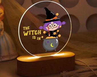 Witch Night Light, Halloween Night Light, Cute Kids Night Light, Personalized Name Night Light, Halloween Gift for Kids, Halloween Decor