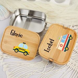 Personalized Lunch Box Boys & Girls, Kids Wooden Lunch Box With Name, Custom Snack Box, Stainless Steel, School Gift, Birthday Gift for Kids image 3