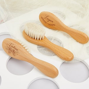 Brosse à cheveux personnalisée pour nouveau-né, cadeau de baby shower, brosse à cheveux en bois avec nom personnalisé, souvenir pour bébé fille garçon, cadeau de bain écologique pour bébé image 2