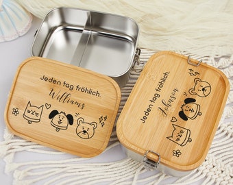 Kid Lunch Box with Cute Dog Cat Bear,Custom Children's Lunch Box,Kindergarten Lunch Box,Back To School Gift,Birthday Gift for Boy Girl Kid