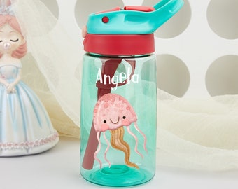 Personalized Kids Water Bottle,Children's Water Bottle,Kids Name Water Bottle,Cute Water Bottle With Flip Top Straw,Christmas Gift for Kids