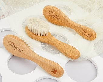 Personalized Baby Hairbrush, Engraved Name Hair Brush with Symbol, Baby Shower Gift, Baby Wooden Brush, Newborn Gift, Baby Birthday Gift