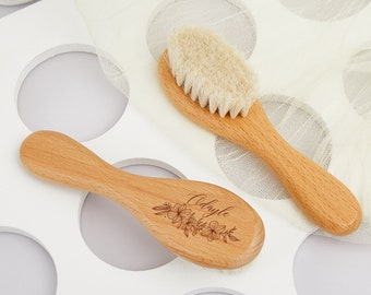 Brosse à cheveux personnalisée, brosse à cheveux en bois pour nouveau-né, cadeau de baby shower, souvenir pour bébé fille garçon, cadeau de bain écologique pour bébé, cadeau de naissance