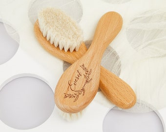 Brosse à cheveux personnalisée pour nouveau-né, cadeau de baby shower, brosse à cheveux en bois avec nom personnalisé, souvenir pour bébé fille garçon, cadeau de bain écologique pour bébé