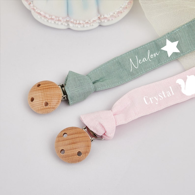 Clip per ciuccio per bambini con animali carini personalizzati, clip per ciuccio in tessuto per bambini, porta ciuccio, accessorio per succhietto, regalo per la doccia per bambini, regalo per neonati immagine 8