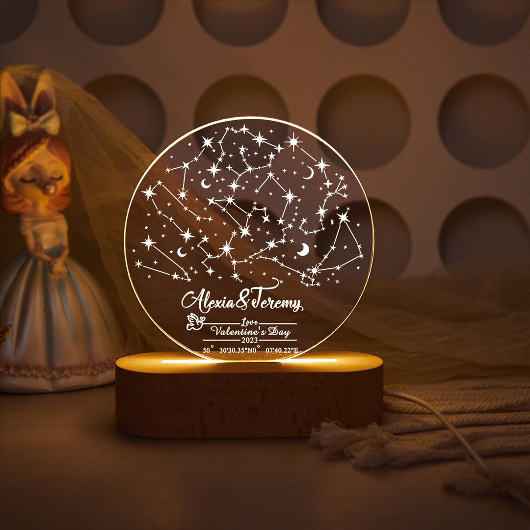 Custom Star Map Night Light, Personalized Constellation Map Night Light ...