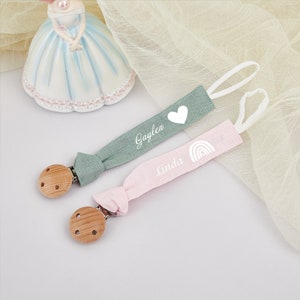 Clip per ciuccio per bambini con animali carini personalizzati, clip per ciuccio in tessuto per bambini, porta ciuccio, accessorio per succhietto, regalo per la doccia per bambini, regalo per neonati immagine 2