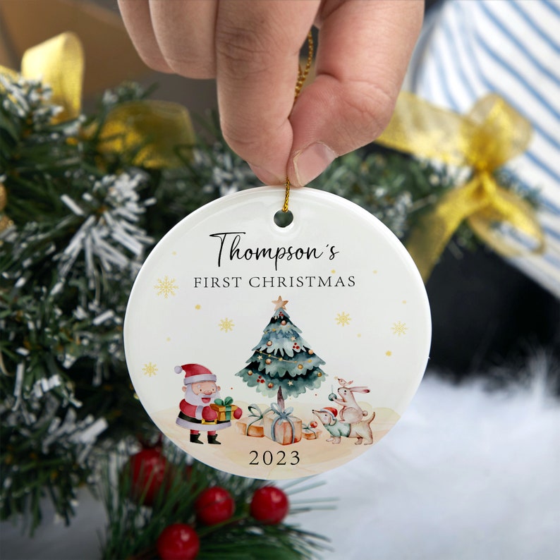 Personalized Baby's First Christmas Ornament, Baby 1st Christmas Decoration, Baby Christmas Bauble, Cute Santa Ornament, Baby Christmas Gift image 4