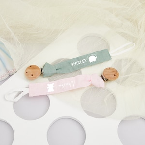 Prénom de bébé, attache-tétine en tissu personnalisé, attache-tétine mignon bébé garçon, bébé fille, attache-tétine, cadeau nouveau-né, cadeau de baby shower image 6