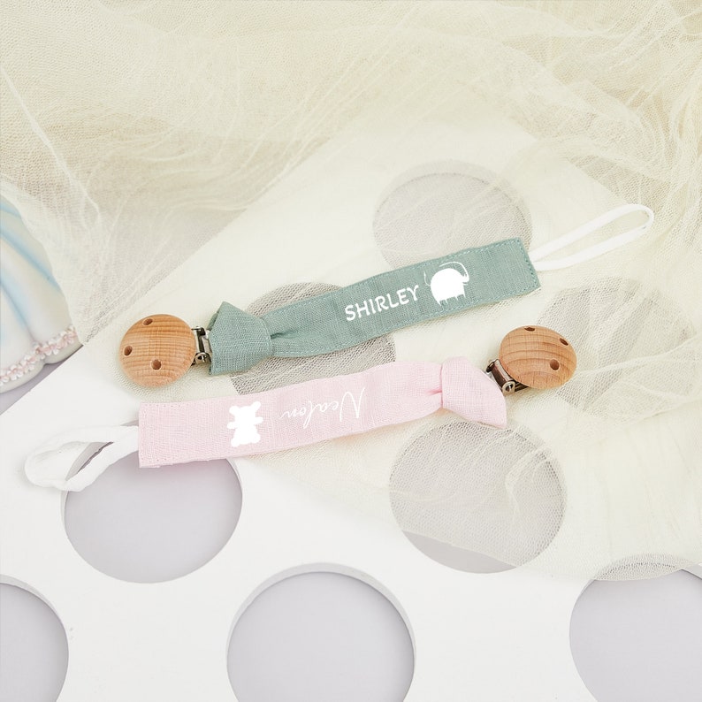 Baby Name Pacifier Clip, Custom Fabric Dummy Clip, Baby Boy Baby Girl Cute Pacifier Clip, Soother Holder, Newborn Gift, Baby Shower Gift image 6