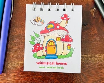 Whimsical Homes Tiny Coloring Book, Mini coloring book for Adults, Coloring Book for kids, Small Coloring Book, Tiny Coloring Book, Coloring