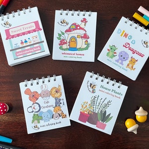 5er Set Mini Malbuch, Mini Malbuch für Erwachsene, Malbuch für Kinder, Kleines Malbuch, winziges Malbuch, Buchgeschenk