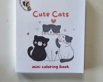 Cute Cats Mini Coloring Book, Pocket Size, Kids and Adults