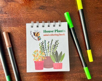 House Plants Mini Coloring Book, Mini coloring book for Adults, Coloring Book for kids, Small Coloring Book, Tiny Coloring Book, Coloring