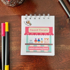 Süße Leckereien Mini Malbuch, Mini Malbuch für Erwachsene, Malbuch für Kinder, Kleines Malbuch, Tiny Malbuch, Ausmalen