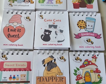 Mini Coloring Book Set: 10 Themes, Spiral Bound (4.25x3.5 in)