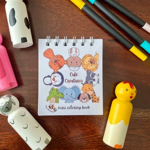 Niedliche Geschöpfe Mini Malbuch, Mini Malbuch für Erwachsene, Malbuch für Kinder, kleine Tiere Malbuch, Tiny Malbuch