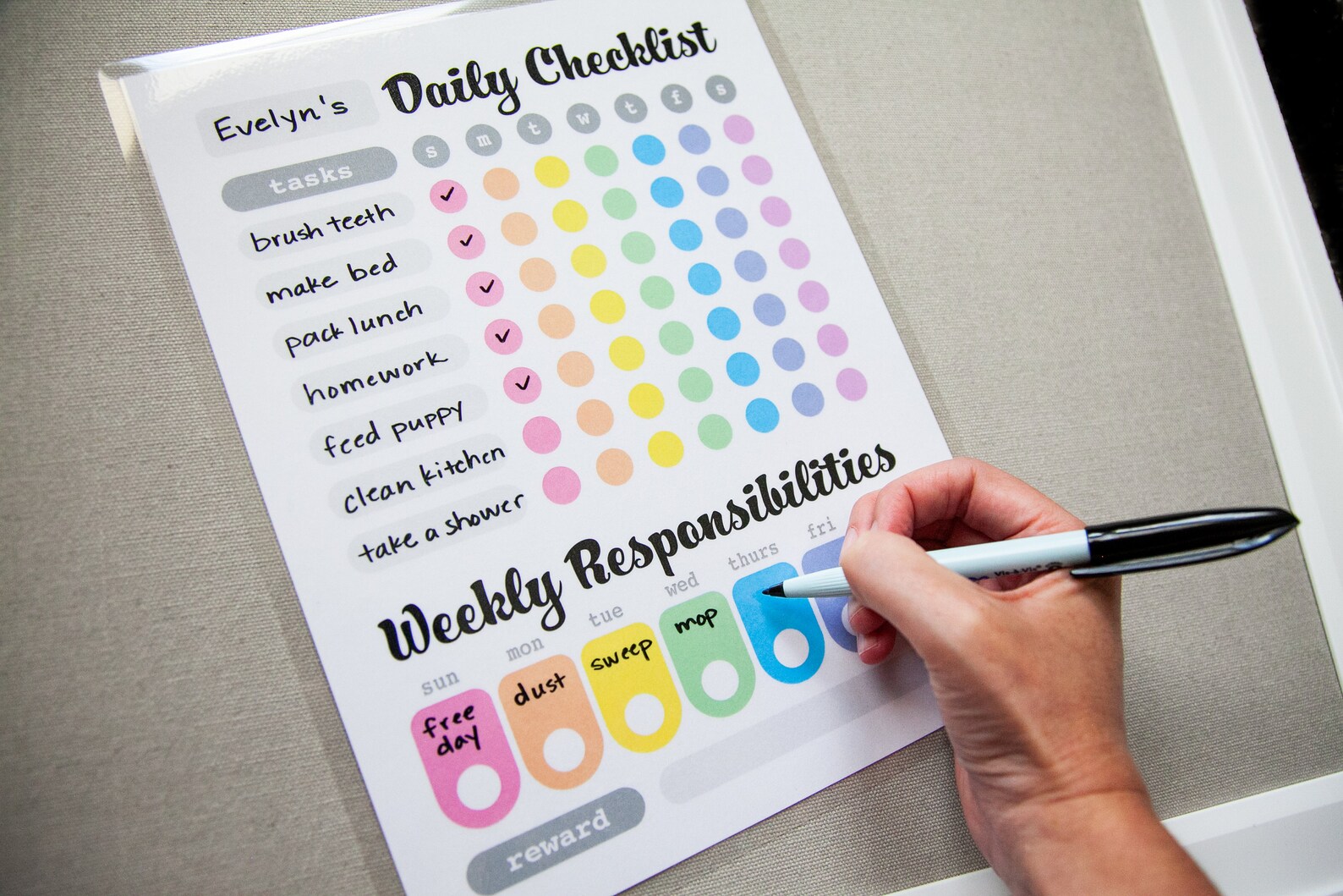 Weekly Responsibilities Printable Daily Checklist and Weekly Responsibilities for Kids ...