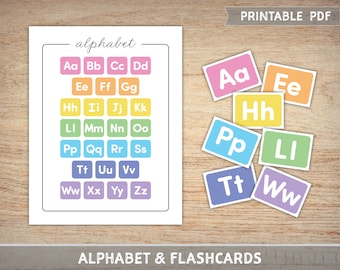 Printable Alphabet Chart and Flashcards - Study Guide and Activity for ABCs - Instant Digital Download - PDF