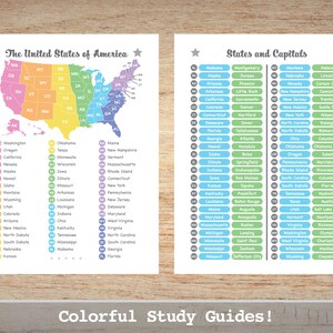 Printable US Geography Worksheets and Maps for Homeschool Studies Rainbow Theme Instant Digital Download PDF image 3