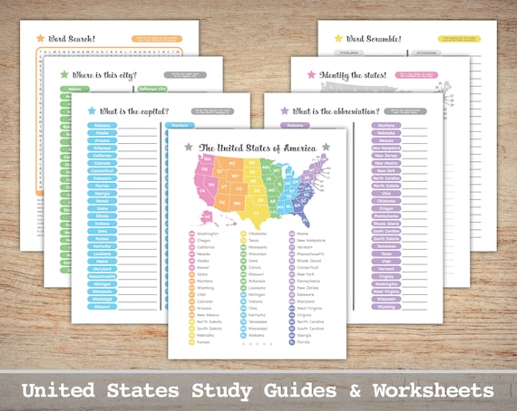 printable us geography worksheets and maps for homeschool etsy