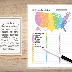 Printable US Geography Worksheets and Maps for Homeschool Studies Rainbow Theme Instant Digital Download PDF image 6