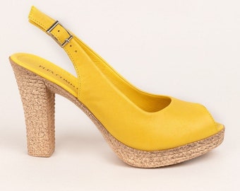 light yellow high heels