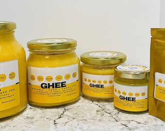 100% Pure Organic GrassFed Ghee, No Additives, No Colourings, No Flavourings, No Preservatives. Just Pure and Natural made with LOVE in UK.